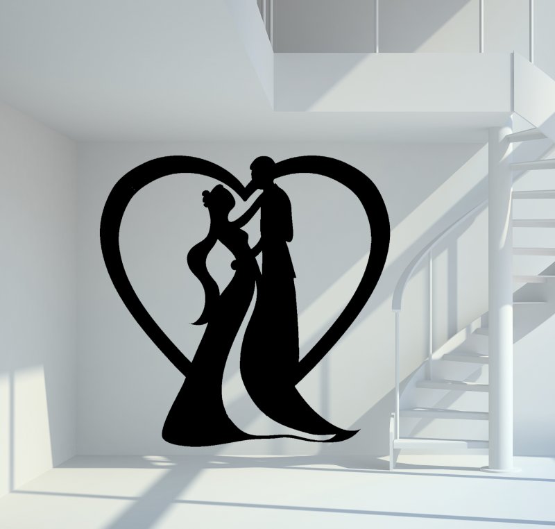 15002 Hochzeit mit Herz Wandtattoo